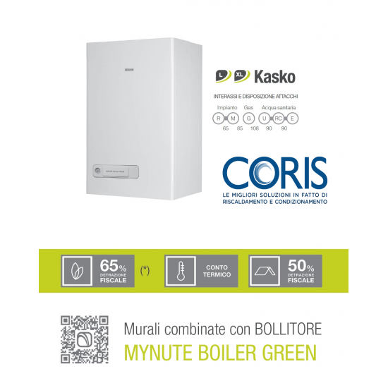 Beretta MYNUTE BOILER GREEN 25 B.S.I. Caldaia murale a condensazione premiscelata combinata con bollitore 45 litri ART 20142451